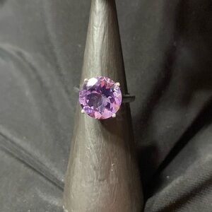 JTV Sterling Silver large stone amethyst ring